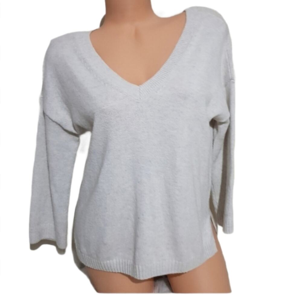 Madewell Heathered Grey V Neck Boatneck Sweater XXS